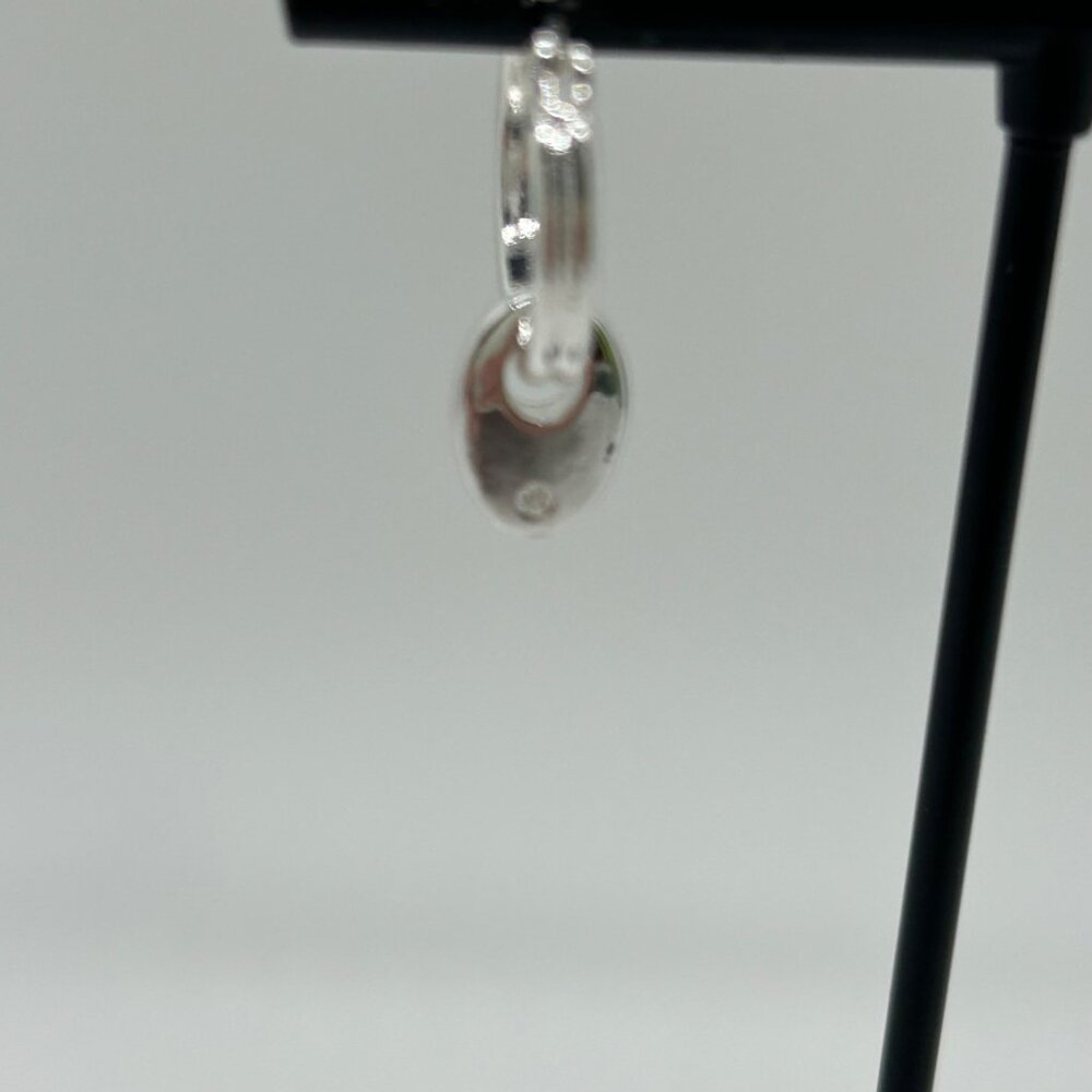 Chaps Silver-Tone Double Hoop Earrings With Dangling Oval Accents For Women - Picture 13 of 14